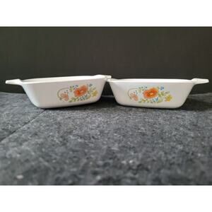 Vintage Corelle By Corning Wildflower Meadows 1 3/4 cup Mini Casseroles (2)